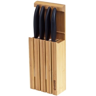 KYOCERA Messerblock (5tlg), für Schublade, zum Aufstellen und Aufhängen, inkl. 4 Messern braun