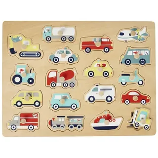 vertbaudet Puzzle Baby Auto-Steckpuzzle, Holz FSC®, Puzzleteile weiß