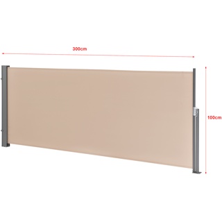 [pro.tec] Seitenmarkise Mulhacén 100x300 cm Sandfarben Sichtschutz
