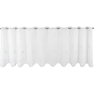 EXPERIENCE Scheibengardine Weihnachtsgardine Scheibengardine Weihnachten Küchengardine 971 (1 St), Durchzuglöcher, halbtransparent, Voile, Lurexgarn silberfarben 160 cm x 30 cm