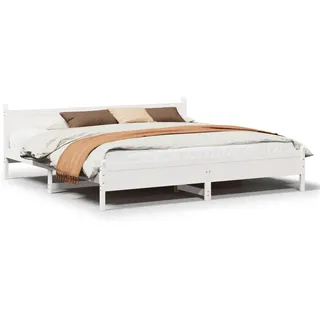 vidaXL Massivholzbett ohne Matratze Weiß 180x200 cm Kiefernholz