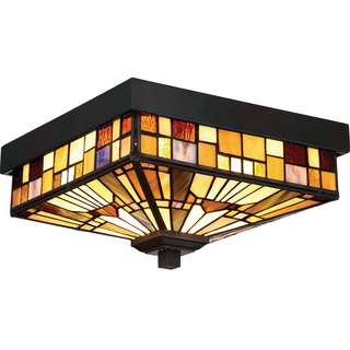 Deckenleuchte Lampe Tiffany-Glas Metall IP44 Wohnzimmerleuchte Badezimmerlampe