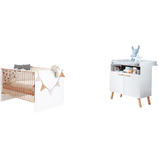 trendteam Babymöbel-Set, Mats, (2-tlg), neutrales Design weiß