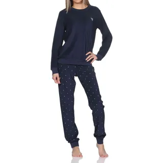 Normann Damen Frottee Pyjama mit Bündchen in Tupfenoptik- auch in Übergröße - 40-42