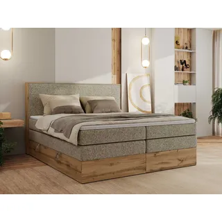 MKS Meble BOXBETT WOOD CLASSIC KING 140/200 - Dunkelbeige Strukture - H3