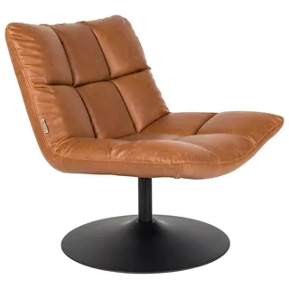 Dutchbone Loungesessel BAR VINTAGE BROWN Kunstleder 75 x 75 x 75 cm Braun mit Hocker