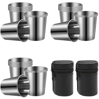 YouXiaor 18 Stück Edelstahlbecher,Edelstahl Shot Gläser Schnapsgläser Set,Stapelbar Trinkbecher Schnapsbecher Metallbecher Bierkrüge Edelstahl Tassen für Geburtstage,Picknick,Partys,Hochzeiten(30ml)