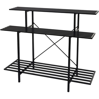 Pflanzenregal MCW-G32, Blumentreppe Blumenständer Pflanzentreppe, 3 Ablagen Stahl schwarz 100x120x44cm