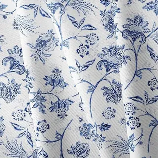 Famanu Tischdecke oval Blumen - 152 x 213 cm - Blau/Weiß - Landhausstil - Polyester - Wasserfest