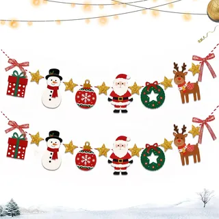 2x Weihnachtsgirlande Papier Weihnachtsdeko Innen für festlichen Glanz | Set mit 2x Weihnachtsgirlande Papier (je 2m). Stimmungsvolle Weihnachten Dekoration & Weihnachtsbanner für dein Zuhause