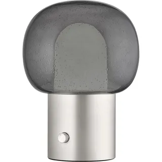 blomus Tischleuchte -IRIS- | Tischlampe mit eleganter Aluminiumbasis | Farbe Edelstahl matt | Ø24 x H32 cm | Glasschirm mit eingeschlossenen Luftblasen