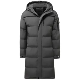 Allthemen Steppmantel mit Kapuze Herren Langmantel warmer Winterparka grau XL