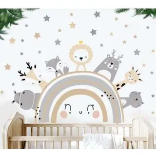 Tier-wandaufkleber, Regenbogen-wandaufkleber, Geeignet Für Babyzimmer, Kinderzimmer, Wanddekoration