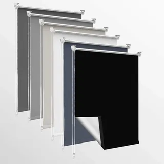 OUBO Verdunklungsrollo ohne Bohren & mit Bohren, (Schwarz, B50cm x H150cm), Klemmfix Rollos für Fenster & Tür, Verdunkelungsrollo Fensterrollos Klemmrollos Sonnenschutz