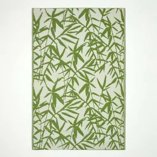 Homescapes Outdoor Teppich wetterfest – Zena Gartenteppich grün aus recyceltem Polypropylen, beidseitig verwendbar, floral Gemustert, für Balkon, Terrasse, Garten, Camping & Indoor, 150x240 cm