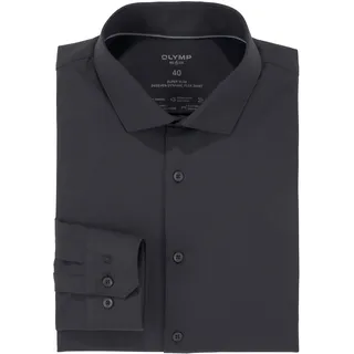 Businesshemd OLYMP "No. Six super slim" Gr. 44, N-Gr, schwarz Herren Hemden Langarm Jersey-Hemd