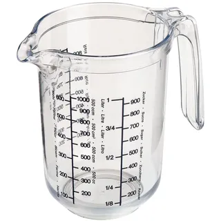 Westmark Messbecher Gerda 1 l – Skala für Gramm, Liter und Milliliter | Für Mehl, Zucker, Reis und Grieß, Made in Germany, Kunststoff, transparent, 18 x 12,4 x 16,5 cm
