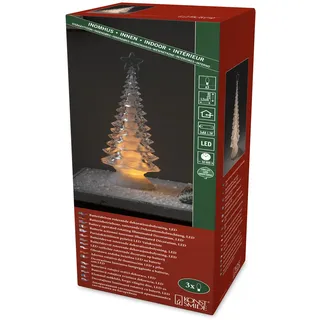 Konstsmide LED Acryl Weihnachtsbaum, rotierend, 3 warm weiße Diode, batteriebetrieben, Innen, 3 x AA 1.5V (exkl.) - 2802-000