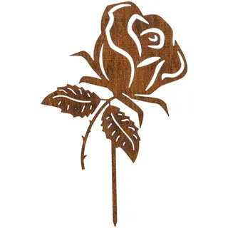 MM Steel Styles Edelrost Rose Gartenstecker-einfach einsteckbare Rostdeko aus hochwertigem Cortenstahl für Garten, Terrasse - Gartendeko rost