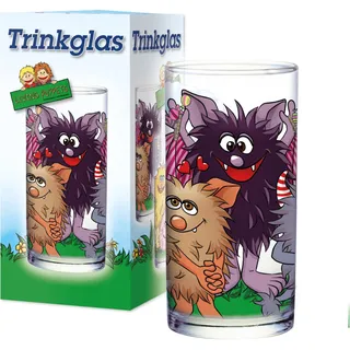 Lutz Mauder Kindertrinkglas — extra Dickes Glas mit bunten Monstermotiven - Living Puppets gruselige Ungeheuer, Gespenster, Halloween — Robustes Trinkglas für kleine Entdecker