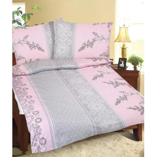 Leinen Krepp - Rosa,Grau - 140x220, 70x90