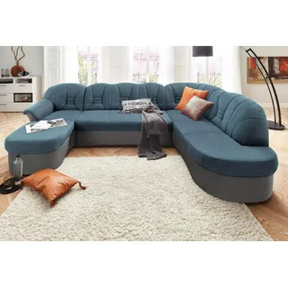 DOMO collection Wohnlandschaft Kunstleder U-Form 293x180x84 cm 3-Sitzer Grau