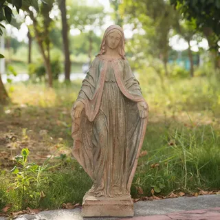 Gartenstatue Jungfrau Maria H31 Zoll H31 Zoll Gesegnete katholische Heilige Mutter Gottes Große Heilige Madonna Harz Religiöse Skulptur Hof Draußen Rasen Hoch Betende St. Mama Marian Großgemalt