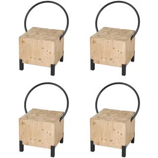 Mendler Esszimmerstuhl HWC-L76 Holz Metall natur 4er Set
