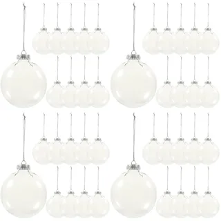 40 STK Flache Weihnachtskugeln Christbaumkugel Ornament DIY Weihnachtskugel weihnachtskugeln durchsichtig weihnachtsbasteln Süßigkeitenschachteln für die Hochzeit befüllbare Kugeln TOPBATHY