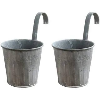 Zerotwo Hängetöpfe Balkon Blumentopf hängend Balkontopf Pflanztopf zum hängen Übertopf zum aufhängen Blume Sukkulentenhalter Container Retro Kunsthandwerk 2er Set (Grau)