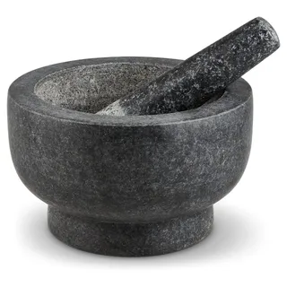 Mörser und Stößel Set aus Granit, 20 cm, grau - Grau