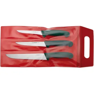 Giesser Messer Fleischermesser Set 3-tlg. – Profi Metzgermesser-Satz (Schlachtmesser 24 cm, Ausbeinmesser 13 cm, Stechmesser 18 cm) – Ergonomische Griffe, Spülmaschinenfest, Made in Germany - Grün