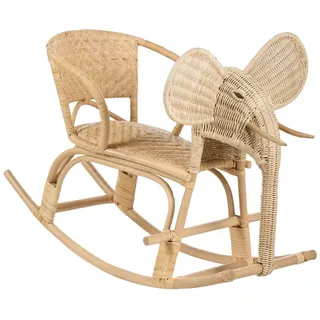 Beliani Kinder Schaukeltier aus Rattan natürlich Elefant Form Boho Stil Ampollino