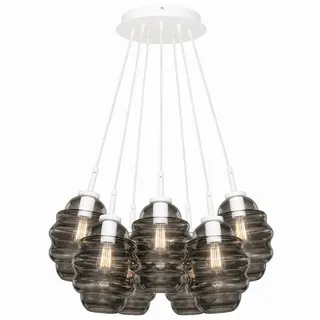 s.luce Pendelleuchte s.luce Echos Glas-Pendelleuchte Cluster 7-flammig 7x18cm Rauch