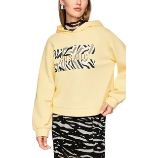 Marc Cain Hoodie Tiger Mania Premium Damenmode mit Animal Print, Strass-Applikation gelb 3 (38)