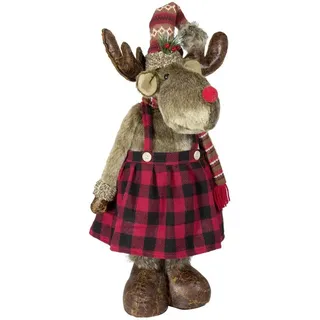 Christmas Paradise Weihnachtsfigur ausziehbarer XL Elch 50-80cm (65-95cm) (Dekofigur, 1 St), Rentier mit Teleskopbeinen, Weihnachtsdeko Rot rot