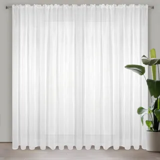 Eurofirany Lucy Voile-Vorhang, Weiß, 400 x 270 cm
