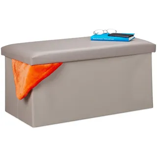 Relaxdays Sitzbank Truhenbank Grau 37,5 x 76,5 x 38,5 cm