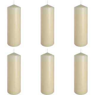 Stumpenkerzen Elfenbein Säulenkerzen Blockkerzen, Durchmesser 8 cm, Höhe 25 cm, geruchsneutral, extralange Brenndauer 160h, Set 18 Stück (3 Boxen)