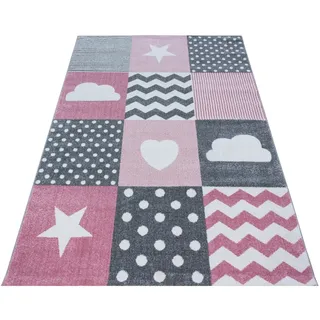 Ayyildiz Kids 620 Kinderteppich 80 x 150 cm Grau/Weiß/Pink