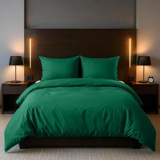 Traumschlaf Uni Mako-Satin Bettwäsche 2x Nackenrollenbezug 15x40 cm | dunkelgrün - grün