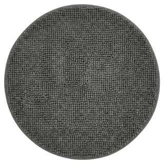NYVI Badematte NYVISpa Chenille Rund Ø 60 cm Grau - Badezimmerteppich - rutschfest, Saugfähig, Schnell Trocknend, Fußbodenheizung geeignet, Oeko-TEX, Waschbar, Weich