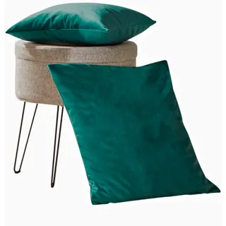 Dekokissen WECKBRODT "Valentin" Gr. 1, grün (smaragd, unifarben), B:40cm L:40cm, Polyester, Dekokissen_Sitzkissen_Kissenhüllen, Samt-Optik, Velour, Unifarben, Kissenhülle ohne Füllung