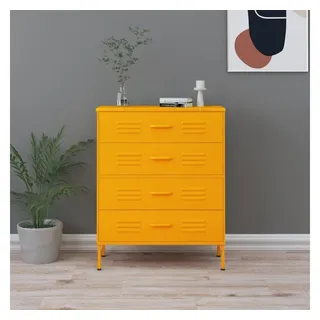 furnicato Kommode Sideboard aus Stahl 80 x 35 x 101,5 cm in Senfgelb (1 St), Kommode mit kugelgelagerten Schienen und höhenverstellbaren Füßen gelb
