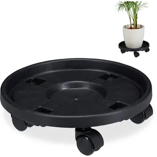Relaxdays Pflanzenroller rund 2er Set Ø 35,5 cm schwarz