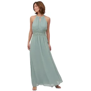VILA Milina Halter ärmelloses Langes Kleid - Green Milieu / Detail Elastic - 34