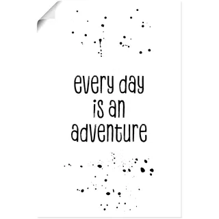 Wandbild ARTLAND "Jeder Tag ist ein Abenteuer" Bilder Gr. B/H: 80 cm x 120 cm, Poster Sprüche & Te x te, 1 St., schwarz Kunstdrucke als Leinwandbild, Poster in verschied. Größen