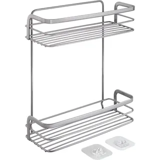 Metaltex Bad Regal 2-Etg. Origin LUXY, Ablage ohne Bohren, selbstklebend, Silber