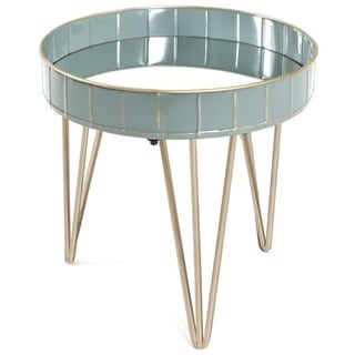 HAKU Möbel Beistelltisch, Metall, gold-grau-blau, Ø 41 x H 40 cm