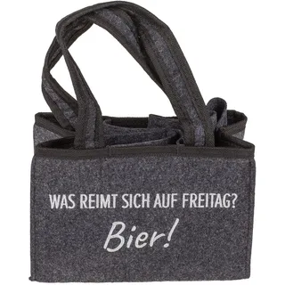 ReWu Flaschentasche Bierträger Filztasche Tragetasche Männerhandtasche Was reimt sich auf Freitag? Bier!, für 6 Flaschen (bis 0,5L) Vatertag - 24 x 15 cm